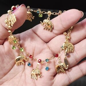Gold Elephant Charm Bracelet